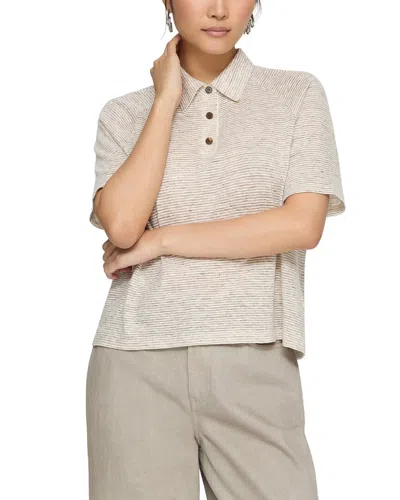 Lafayette 148 New York Raglan Sleeve Polo Shirt In Brown