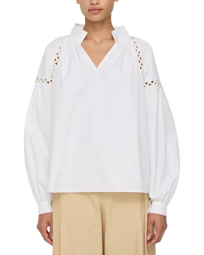 Lafayette 148 New York Raglan Sleeve Popover Shirt In White