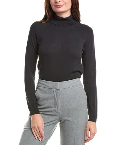 Lafayette 148 New York Raglan Sleeve Turtleneck Silk-blend Sweater In Black