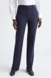 Lafayette 148 New York Reade Stretch Wool Straight Leg Pants In Black