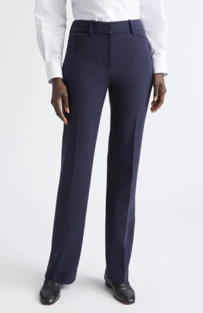Lafayette 148 New York Reade Stretch Wool Straight Leg Pants In Black