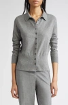 Lafayette 148 New York Rib Trim Button Front Polo Cardigan