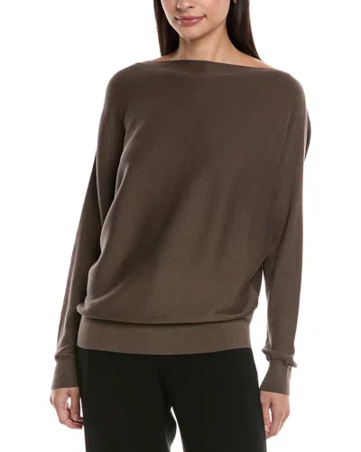 Lafayette 148 New York Ribbed Asymmetric Silk-blend Sweater In Brown