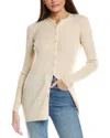 Lafayette 148 New York Ribbed Silk-blend Cardigan In Grey