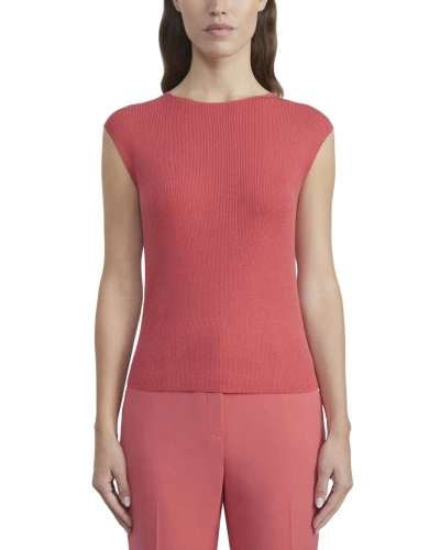 Lafayette 148 New York Ribbed Silk-blend Shell In Pink