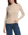 Lafayette 148 New York Ribbed Split Stand Collar Wool-blend Sweater In Neutral