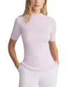 Lafayette 148 Mock Neck Short Sleeve Rib Sweater