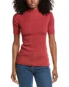 Lafayette 148 New York Ribbed Stand Collar Sweater In Pink