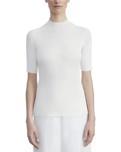 Lafayette 148 New York Plus Ribbed Stand Collar Sweater In White