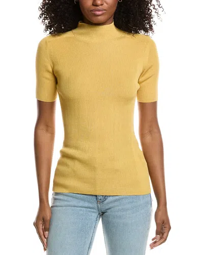 Lafayette 148 New York Ribbed Stand Collar Sweater In Yellow
