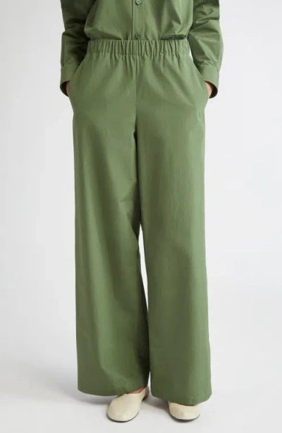 Lafayette 148 New York Riverside Elastic Waist Wide Leg Pants In Green