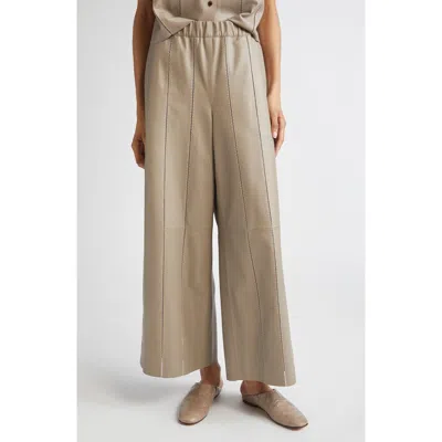 Lafayette 148 New York Riverside Ladder Stitch Lambskin Leather Ankle Pants