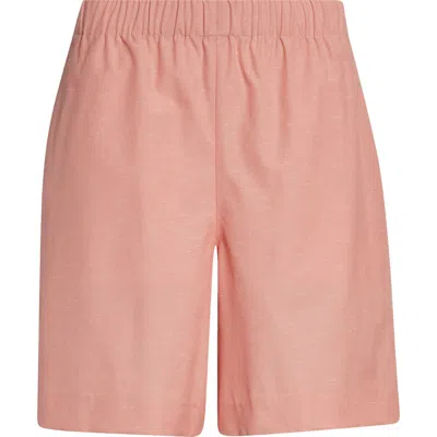 Lafayette 148 New York Riverside Slub Cotton Shorts In Pastel Pink Melange