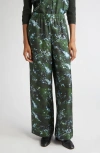 Lafayette 148 New York Riverside Splattered Glaze Print Silk Twill Wide Leg Pants In Multi