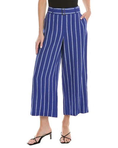 Lafayette 148 New York Rockefeller Linen Pant In Blue