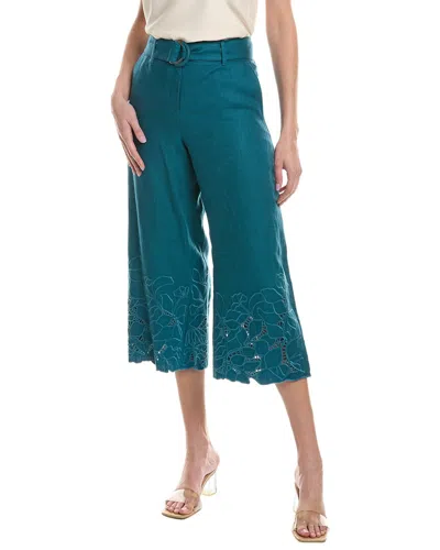 Lafayette 148 Rockefeller Linen Pant In Green