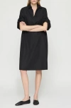 Lafayette 148 New York Roll Tab Sleeve Cotton Popover Dress In Black