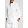 Lafayette 148 Pleated-sleeve Cotton Shirt In White