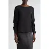 Lafayette 148 New York Ruched Sleeve Silk Crepe Top In Black