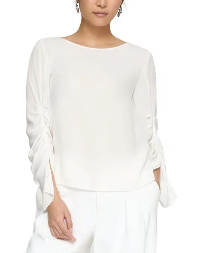 Lafayette 148 New York Ruched Slit Sleeve Blouse In White