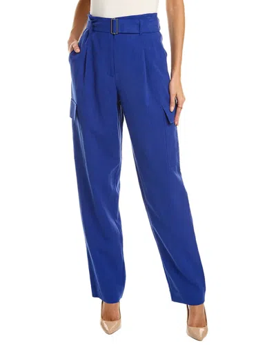 Lafayette 148 New York Sadler Linen Cargo Pant In Blue