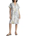 Lafayette 148 Eco Fern Print Silk Twill Tunic Button Dress
