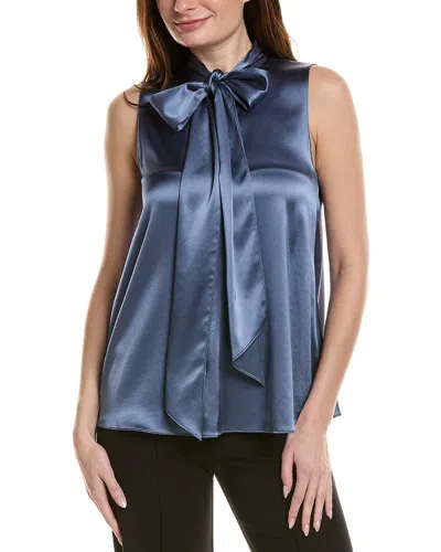 Lafayette 148 New York Scarf Collar Blouse In Blue