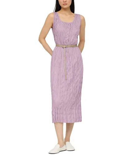 Lafayette 148 Plisse Belted Midi Sleeveless Dress In Lavender Tint Melange