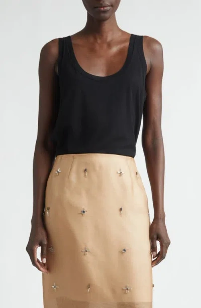 Lafayette 148 New York Scoop Neck Merino Wool Sweater Tank In Black