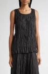 Lafayette 148 Plisse Pleated Pullover Sleeveless Blouse In Black
