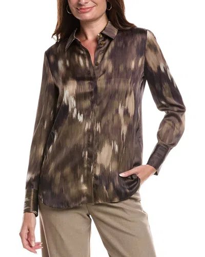Lafayette 148 New York Scottie Blouse In Brown