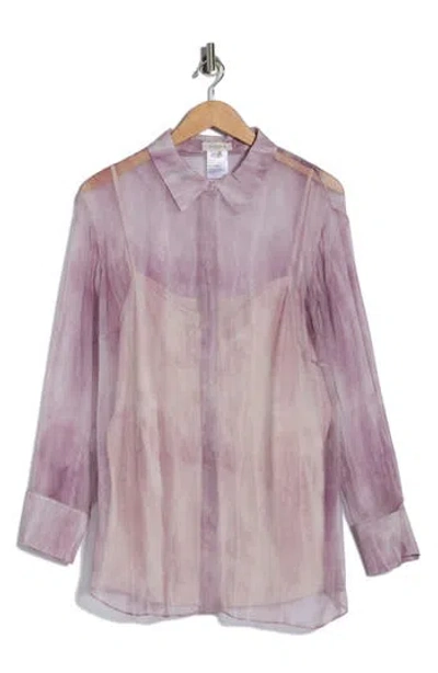 Lafayette 148 New York Scottie Long Sleeve Silk Button-up Shirt In Pink