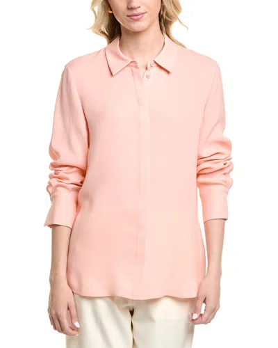 Lafayette 148 New York Scottie Silk Blouse In Pink