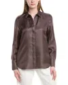 Lafayette 148 New York Scottie Silk Blouse In Brown