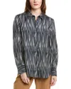 Lafayette 148 New York Scottie Silk Blouse In Blue