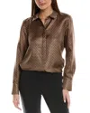 Lafayette 148 New York Scottie Silk Blouse In Brown