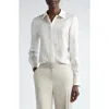 Lafayette 148 New York Scottie Stripe Silk Twill Button-up Shirt In White Multi