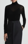 Lafayette 148 New York Semisheer Mock Neck Sweater In Black
