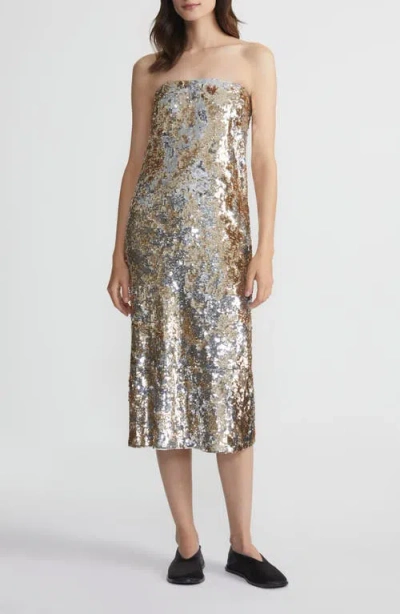 Lafayette 148 New York Sequin Strapless Cocktail Dress In Metallic Multi