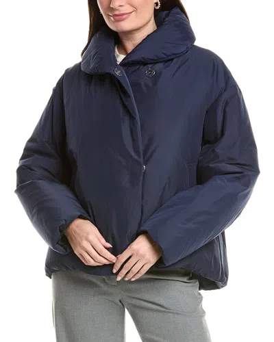 Lafayette 148 New York Shawl Collar Down Coat In Blue