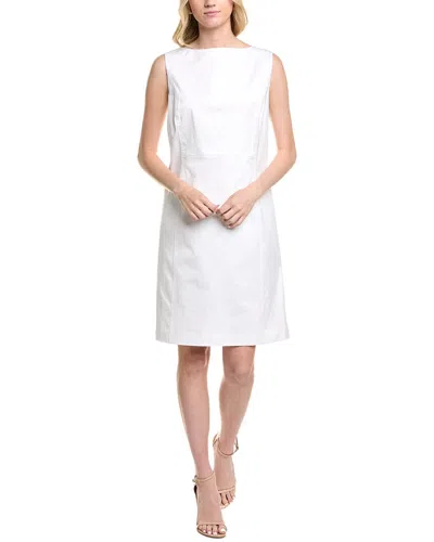 Lafayette 148 New York Sheath Bateau Neck Dress In White
