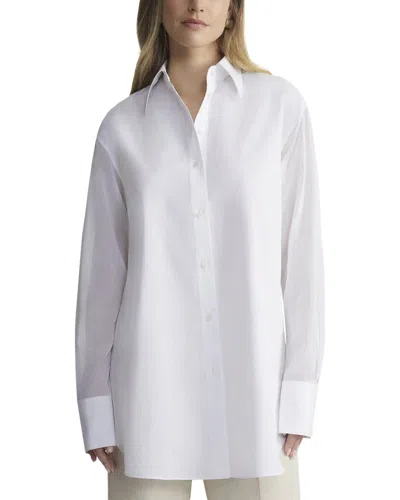 Lafayette 148 New York Sheer Sleeve Oversized Shirt In White