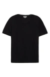 Lafayette 148 New York Short Sleeve Cashmere Crewneck Sweater In Black