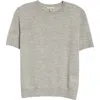 Lafayette 148 Fine Gauge Cashmere Crewneck Short Sleeve Sweater In Grey Heather