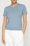 Lafayette 148 New York Short Sleeve Cashmere Crewneck Sweater In Paper Blue