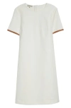 Lafayette 148 New York Short Sleeve Cotton Twill A-line Dress In White