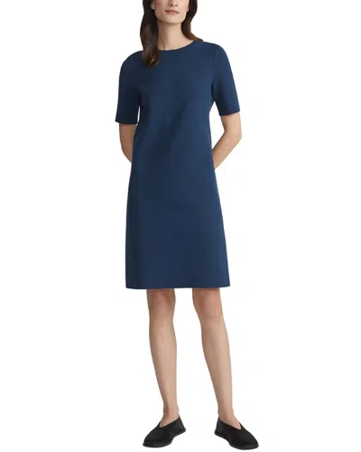 Lafayette 148 New York Short Sleeve Knit Dress In Blue