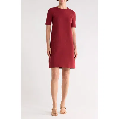 Lafayette 148 New York Short Sleeve Matte Crepe Shift Dress In Red