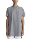Lafayette 148 Oversize Longline Gingham Short Sleeve Tunic Button-up Shirt