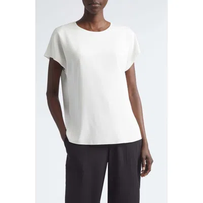 Lafayette 148 New York Short Sleeve Stretch Silk Top In White